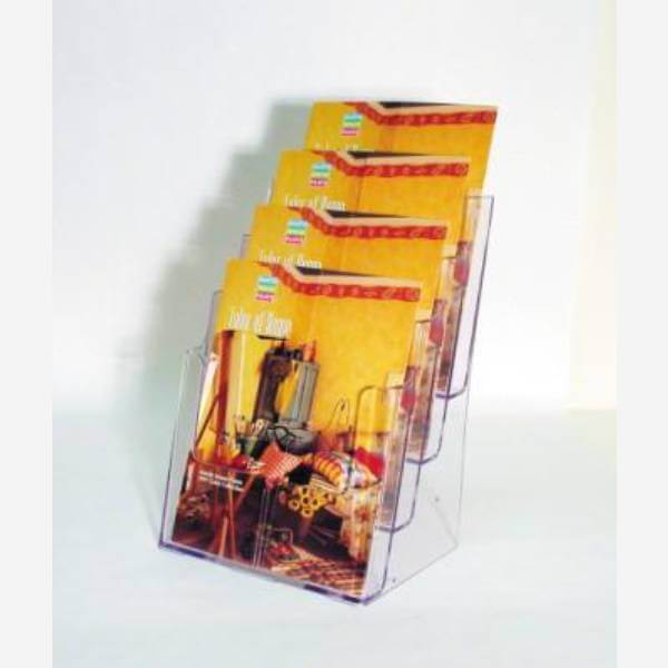 Brochure Holder 4 Tier A4 Portrait Free Standing/Wall Mount Mills